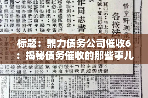 标题：鼎力债务公司催收6：揭秘债务催收的那些事儿