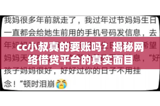 cc小叔真的要账吗？揭秘网络借贷平台的真实面目